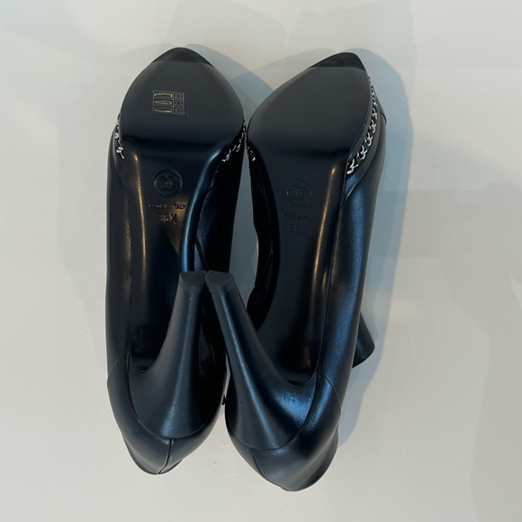 CHANEL BLACK LEATHER PLATFORM SILVER HARDWARE BOOTS SIZE IT 38.5 / US 8.5 - Picture 16 of 16